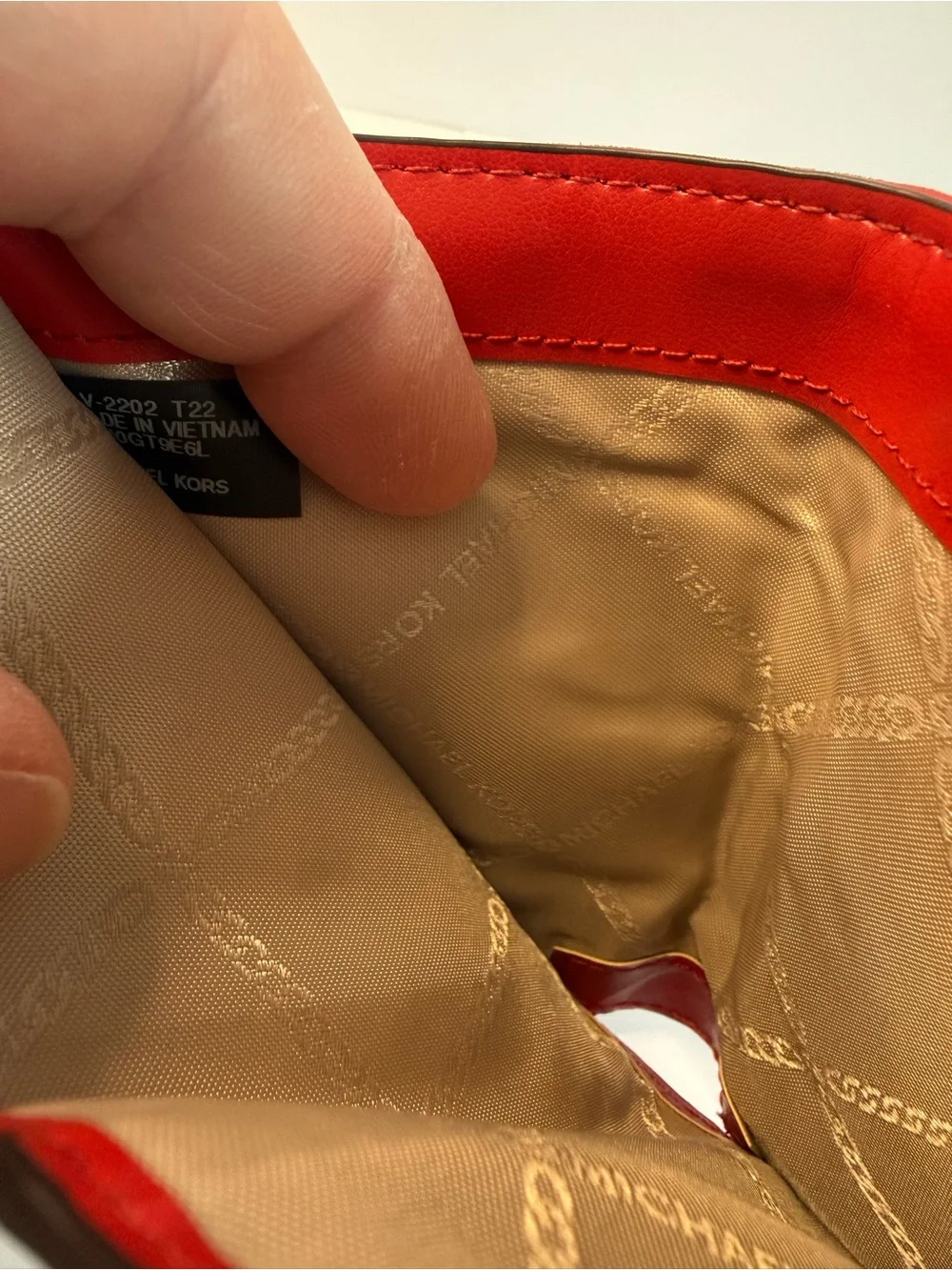 Michael Kors Red Quilted Leather Trifold Wallet Gold Hardware